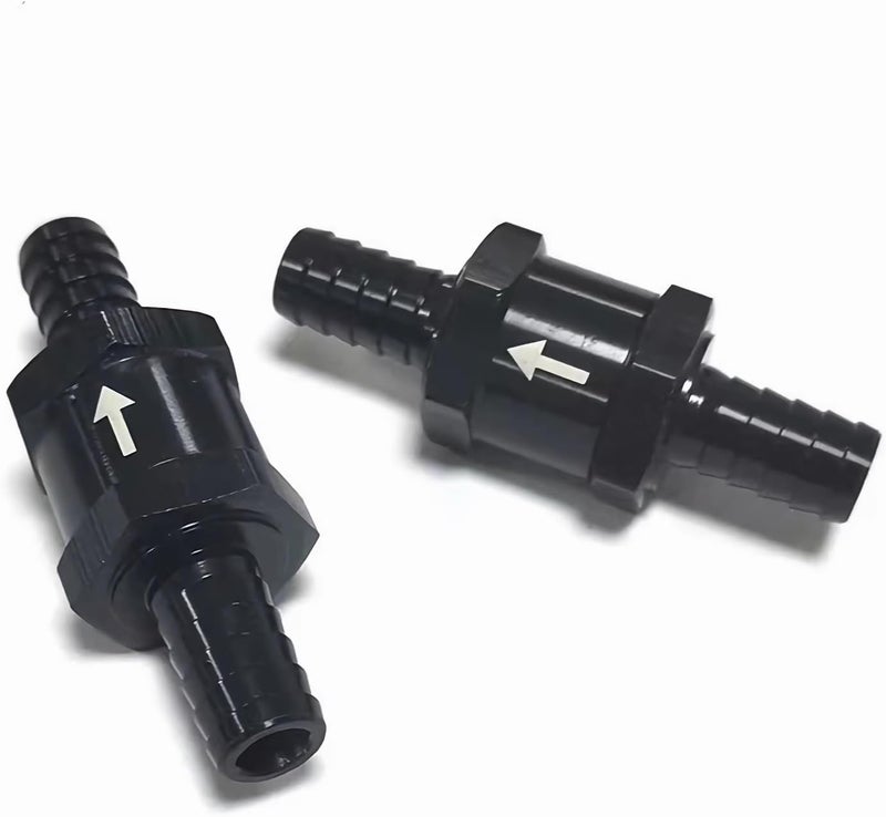 Baieasy 4 Pcs 1/4'' 5/16'' 3/8'' 1/2'' Fuel Non Return Inline One Way Check Valve for Fuel Line Oil Petrol Diesel Gasoline Water Aluminium Alloy (Black) - Image 3
